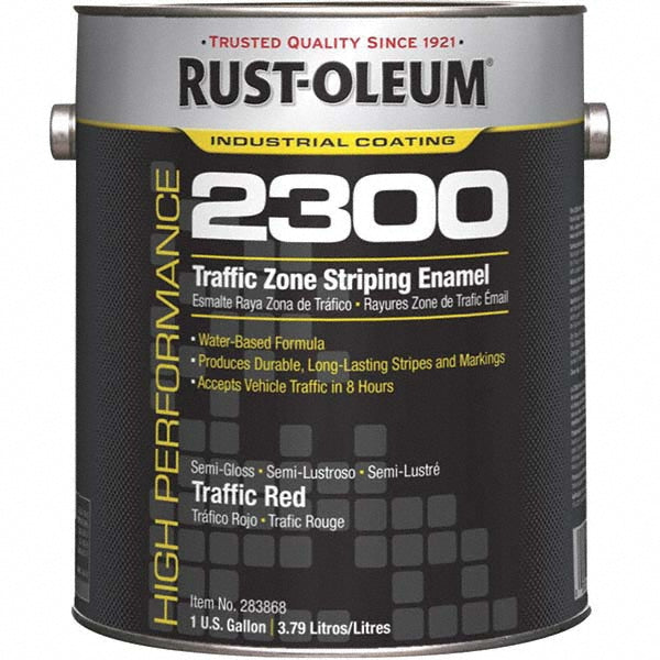 Rust-Oleum 283868 2300 System Traffic Zone Striping Paint, Traffic Red, Semi-Gloss, 1 Gallon