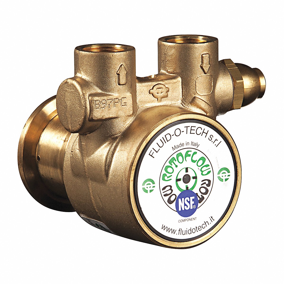 Fluid-o-Tech Pump, 3/8" NPTF, 64 Max GPH, Brass, Bypass (PA1501)