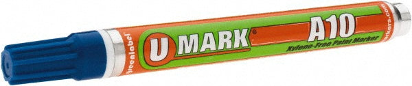 U-Mark 10102 Liquid Paint Marker: Blue, Alcohol Base, Fade Resistant, Water Resistant & Xylene-Free, Bullet & Chisel Tip