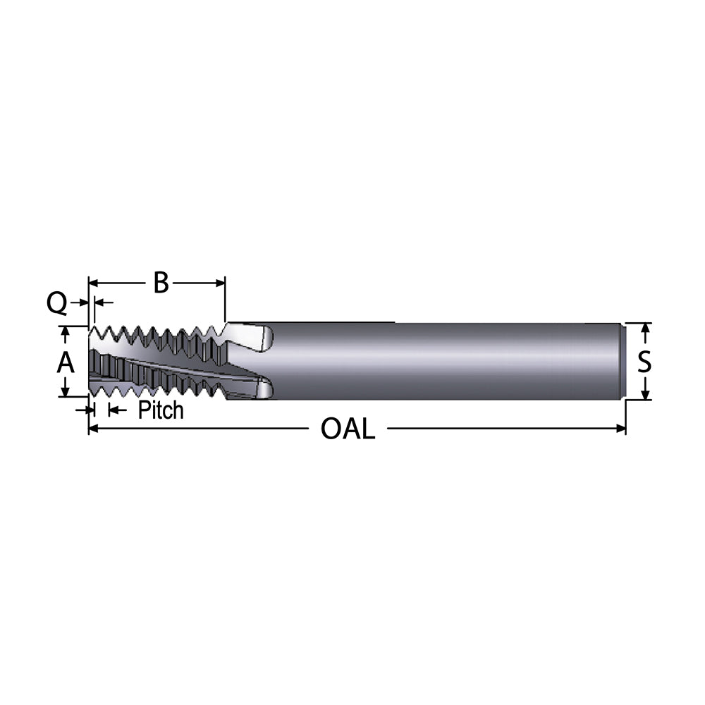 Scientific Cutting Tools TMI6.0-1.00-HA Helical Flute Thread Mill: M6x1, Internal, 3 Flute, 6.00 mm Shank Dia, Solid Carbide