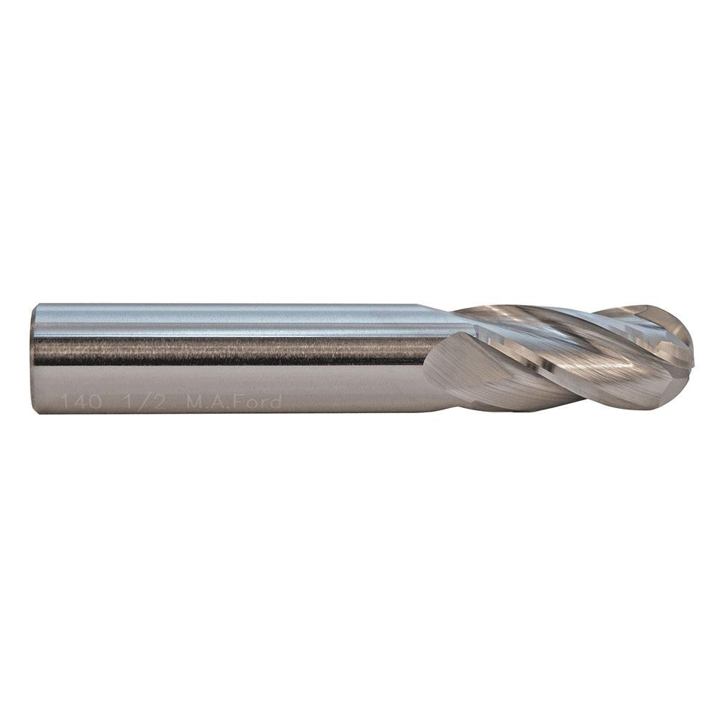 M.A. Ford 14021650 Ball End Mill: 0.2165" Dia, 0.7874" LOC, 4 Flute, Solid Carbide