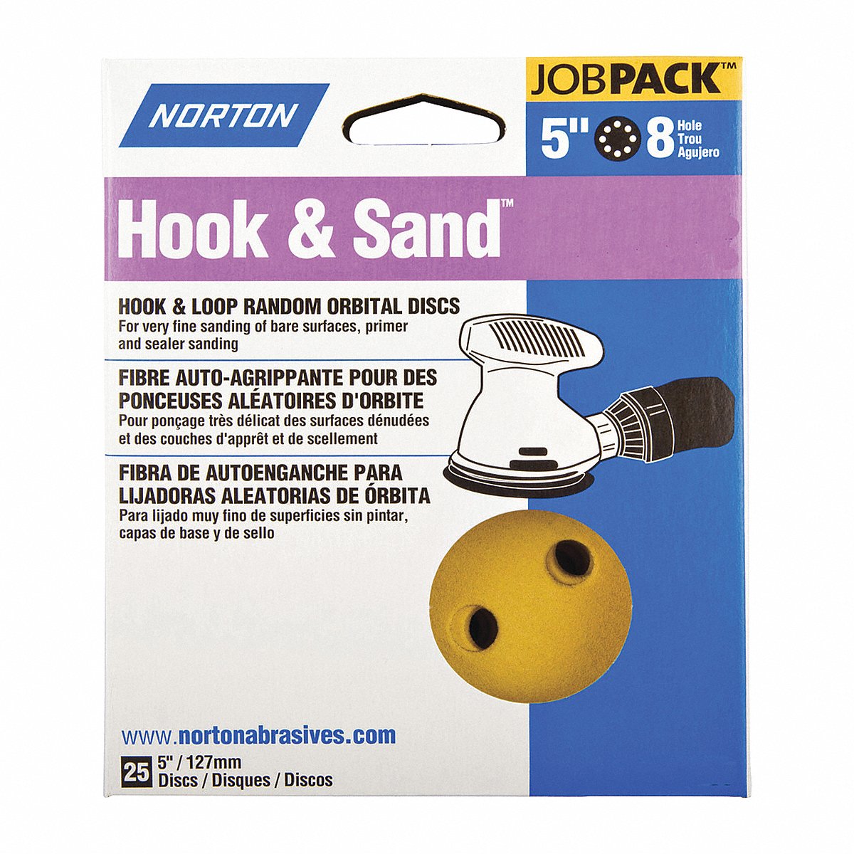 Norton M 7174 Hook-and-Loop Sanding Disc 5 in Dia PK20 (07660749225)