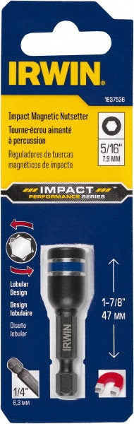 Irwin IWAF342516 Power Screwdriver Bit: Magnetic Nutsetter Bit, 5/16" Hex