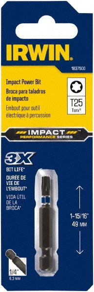 Irwin IWAF32TX252 Power Screwdriver Bit: Torx Bit, T25 Torx