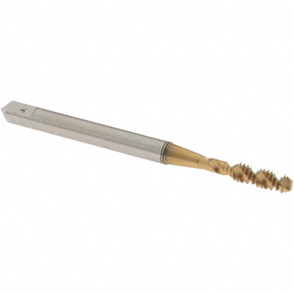 OSG 1406505 Spiral Flute Tap: #4-40, UNC, 2 Flute, Bottoming Chamfer, 2B Class of Fit, High-Speed Steel, TiN Finish