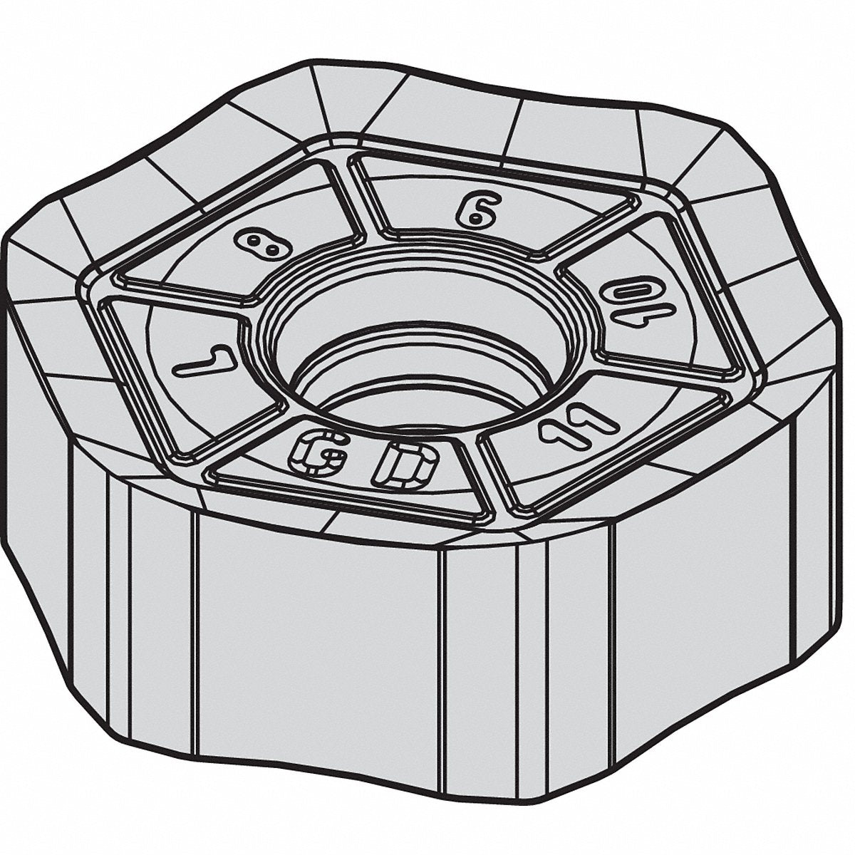 Widia Hex Milling Insert 6.80 mm Carbide (HNPJ0704ANSNGD) - Pack of 5 (GRADE WK15CM)