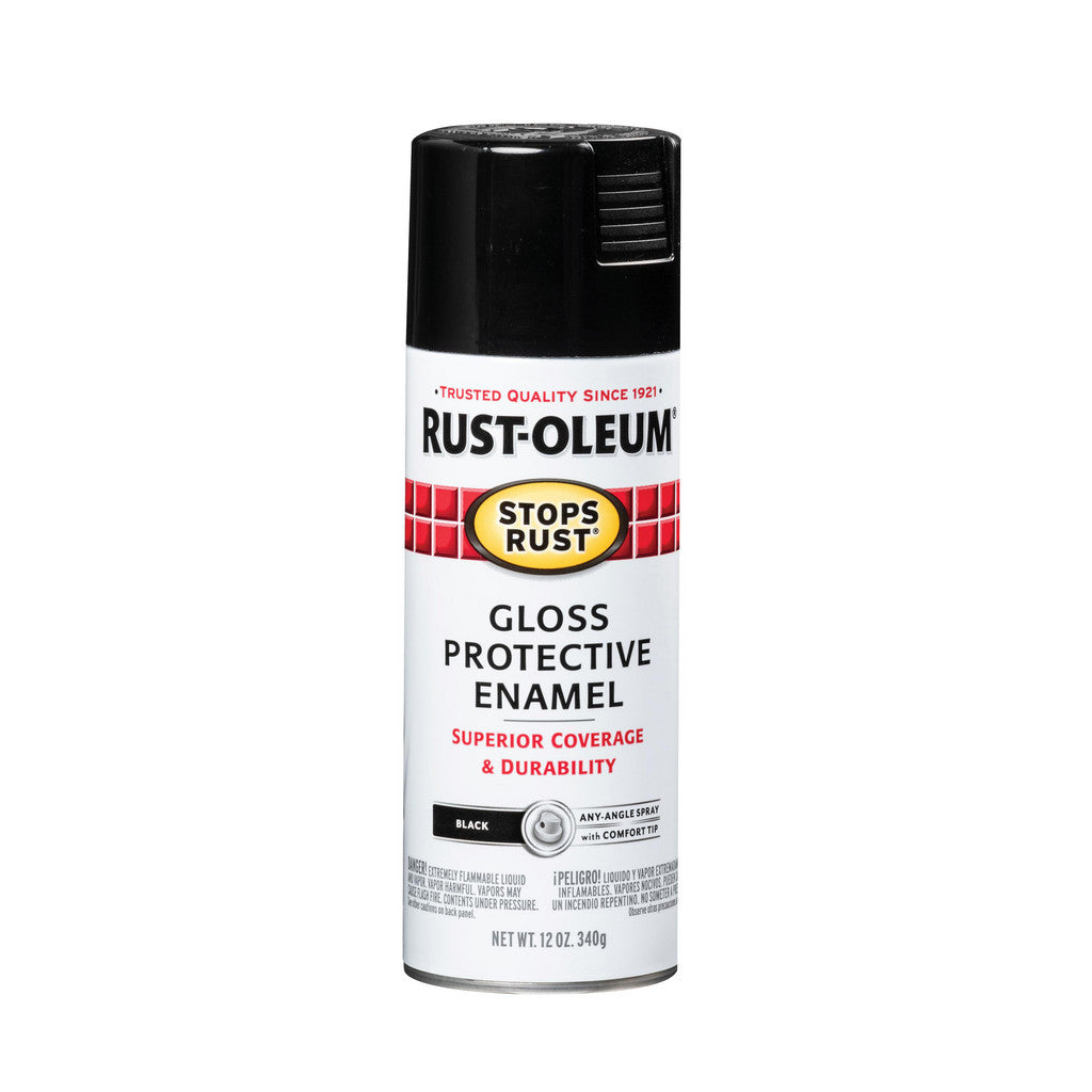 Rust-Oleum 7779830 Stops Rust Enamel Spray Paint, Black, Gloss, 12 oz (Pack of 6)