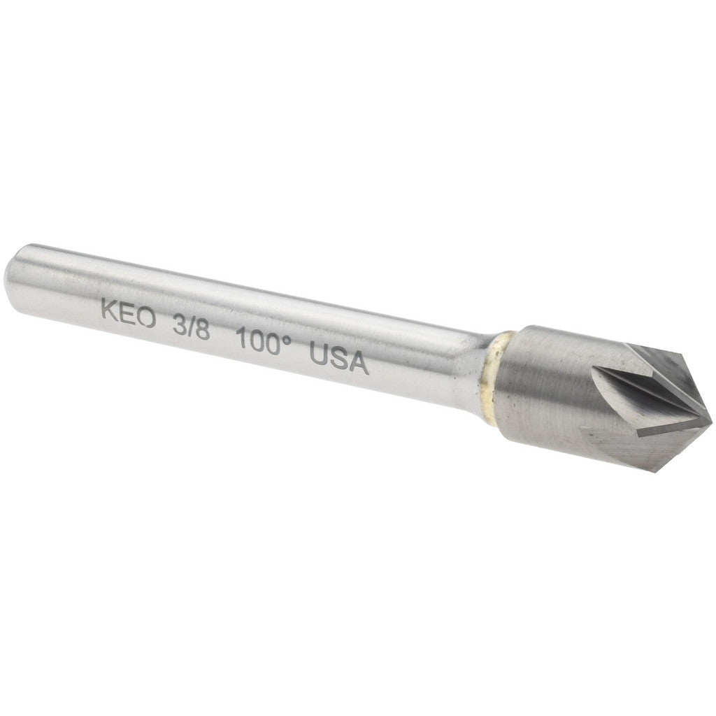 Keo 919-001-062 Countersink: 3/8" Head Dia, 100.00 deg Included Angle, 6 Flute, Solid Carbide, Right Hand Cut