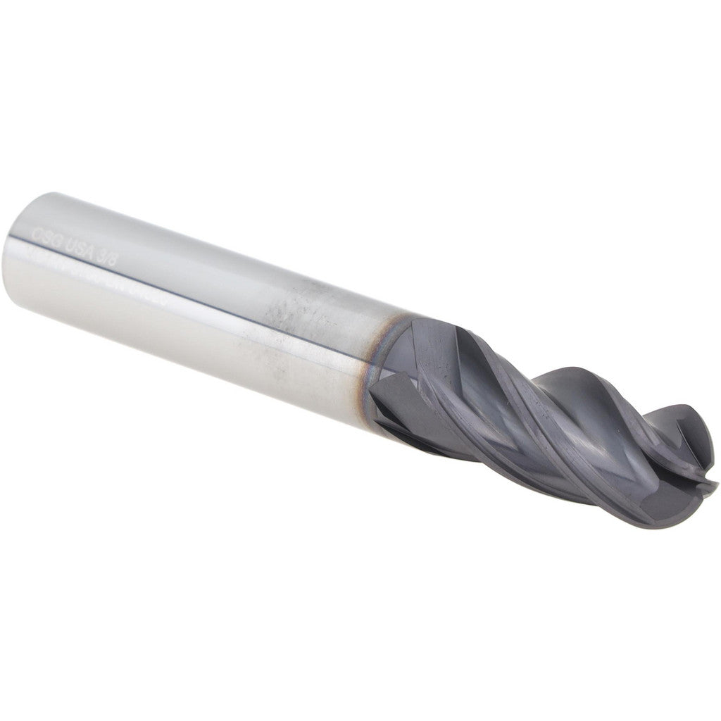 OSG VG441-3750-BN Ball End Mill: 3/8" Dia, 7/8" LOC, 4 Flute, Solid Carbide
