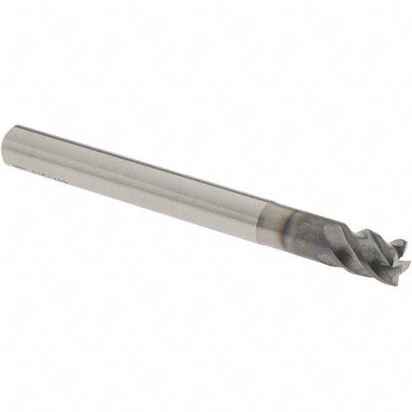 OSG 447101411 Corner Radius End Mill: 1/4" Dia, 1/4" LOC, 0.0100" Corner Radius, 4 Flute, Solid Carbide