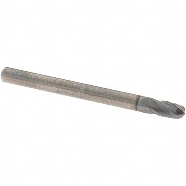 OSG 414-1250-BN08 Ball End Mill: 1/8" Dia, 1/4" LOC, 4 Flute, Solid Carbide