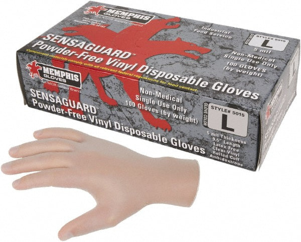 MCR Safety 5015XL Disposable Gloves: Size X-Large, 5.0 mil, Vinyl, Food, Powder-Free