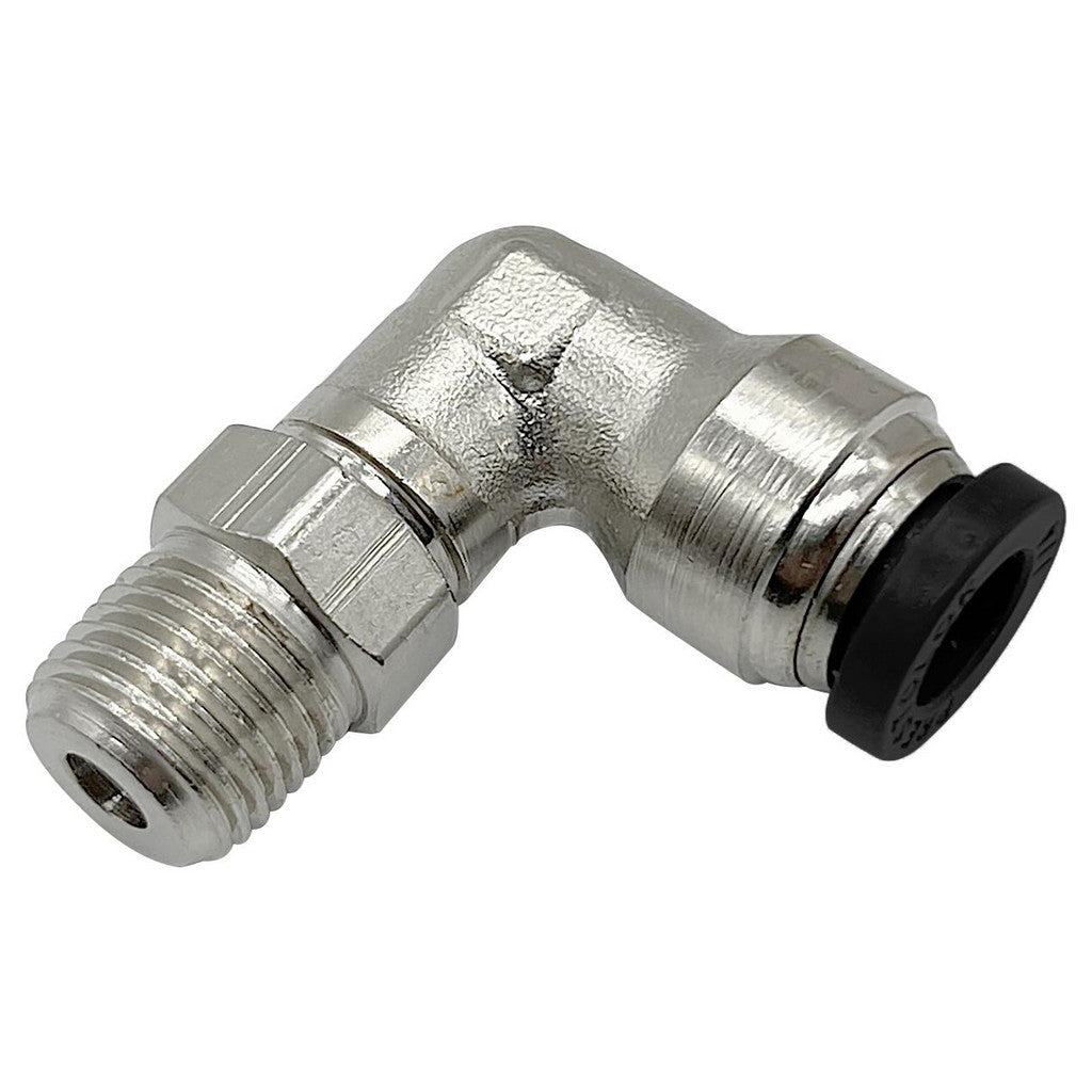 Parker 169PLP-4-0 Push-to-Connect x Male NPTF 90 deg Swivel Elbow: #10-32 NPTF, 1/4" Tube OD