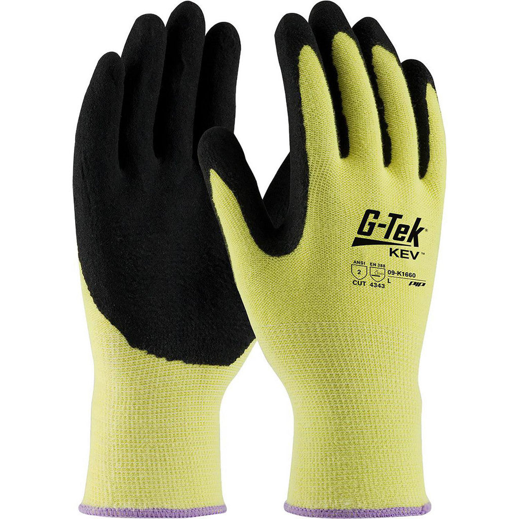 PIP 09-K1660/M Cut & Abrasion-Resistant Gloves: G-Tek 09-K1660, Size Medium, ANSI Cut A2, ANSI Puncture 0, Nitrile, Kevlar