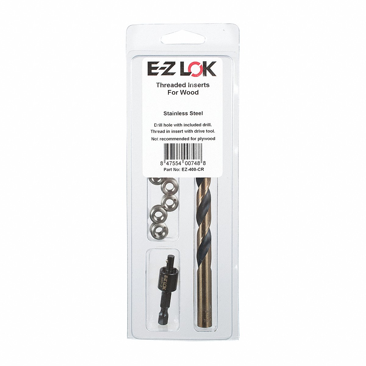 E-Z Lok Thread Insert Kit Stainless Steel Size 10-24 6 Pcs (EZ-400-3-CR)
