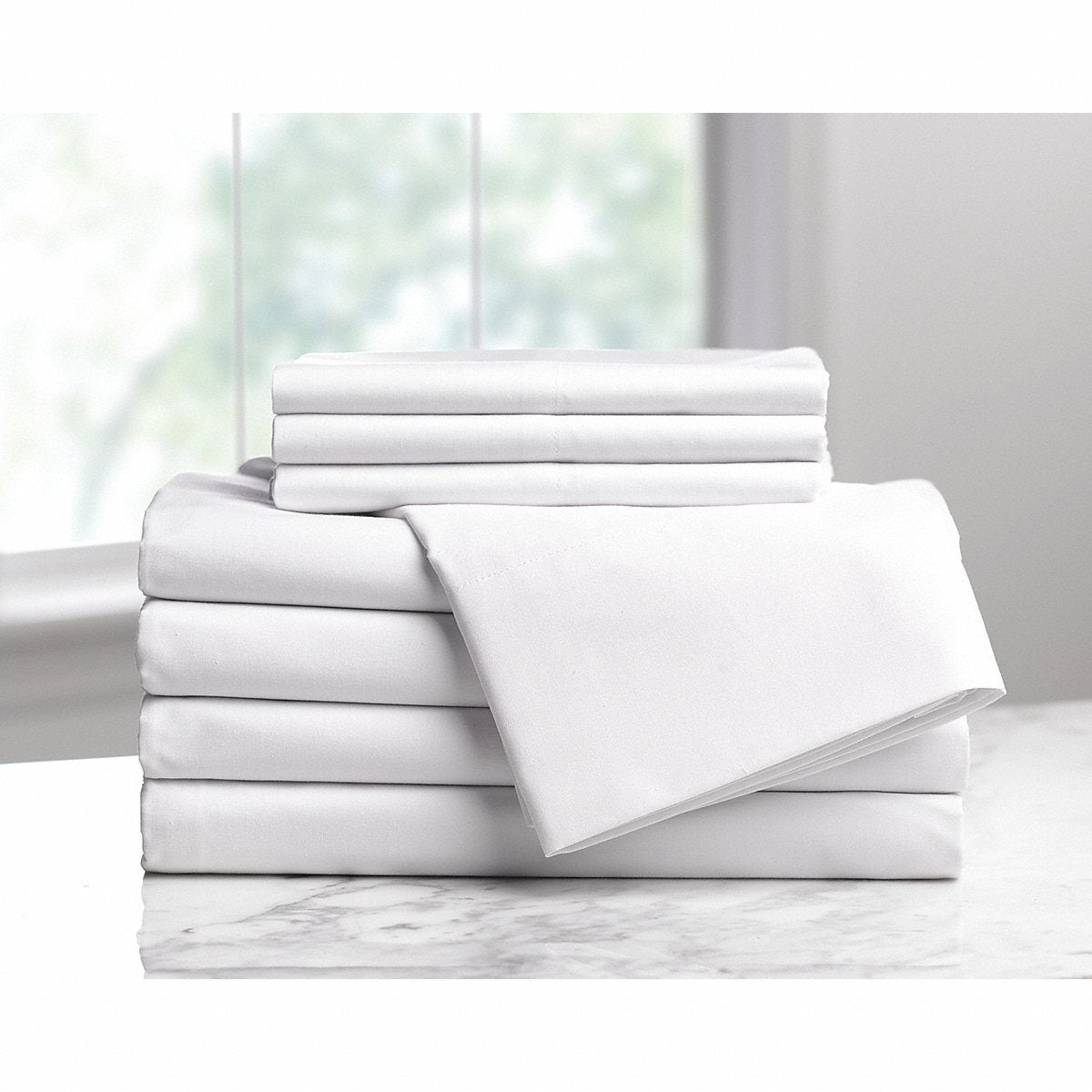 Martex Fitted Sheet, 80 In L, Fresh White, 80 IN (1A29714)