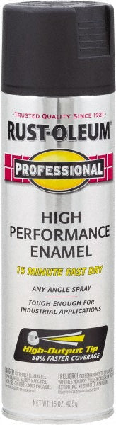 Rust-Oleum 7578838 Professional High Performance Enamel Spray Paint, Black, Flat, 15 oz