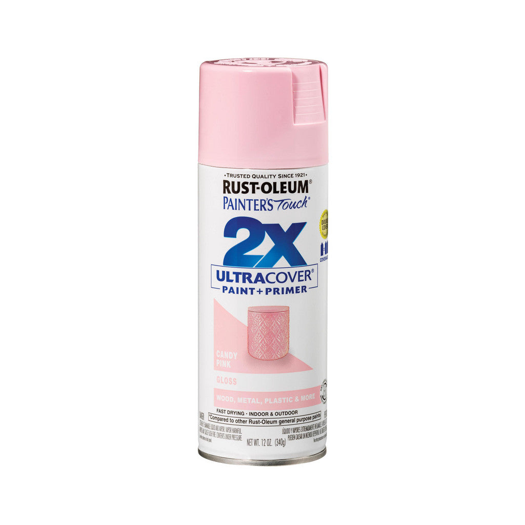 Rust-Oleum 334028 Painter's Touch 2X Ultra Cover Spray Paint, Candy Pink, Gloss, 12 oz (Pack of 6)