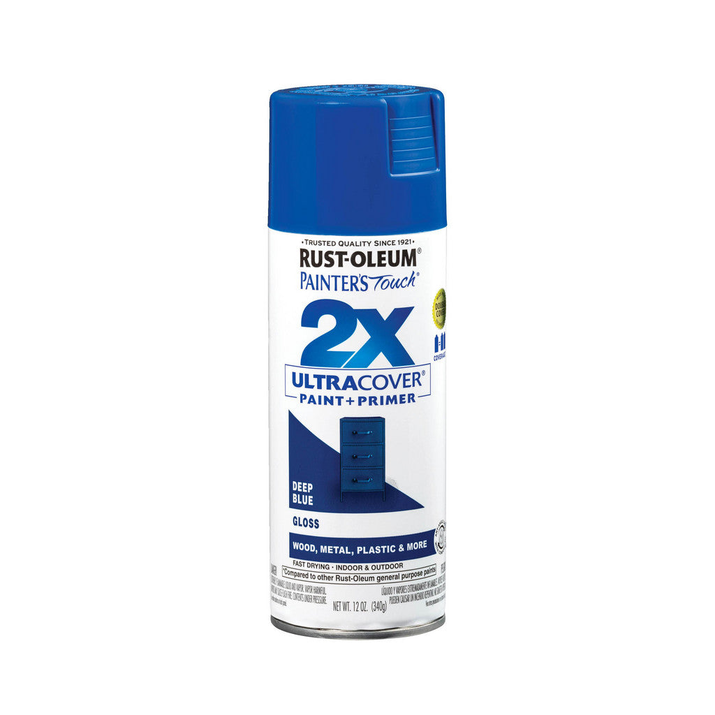 Rust-Oleum 334032 Painter's Touch 2X Ultra Cover Spray Paint, Deep Blue, Gloss, 12 oz