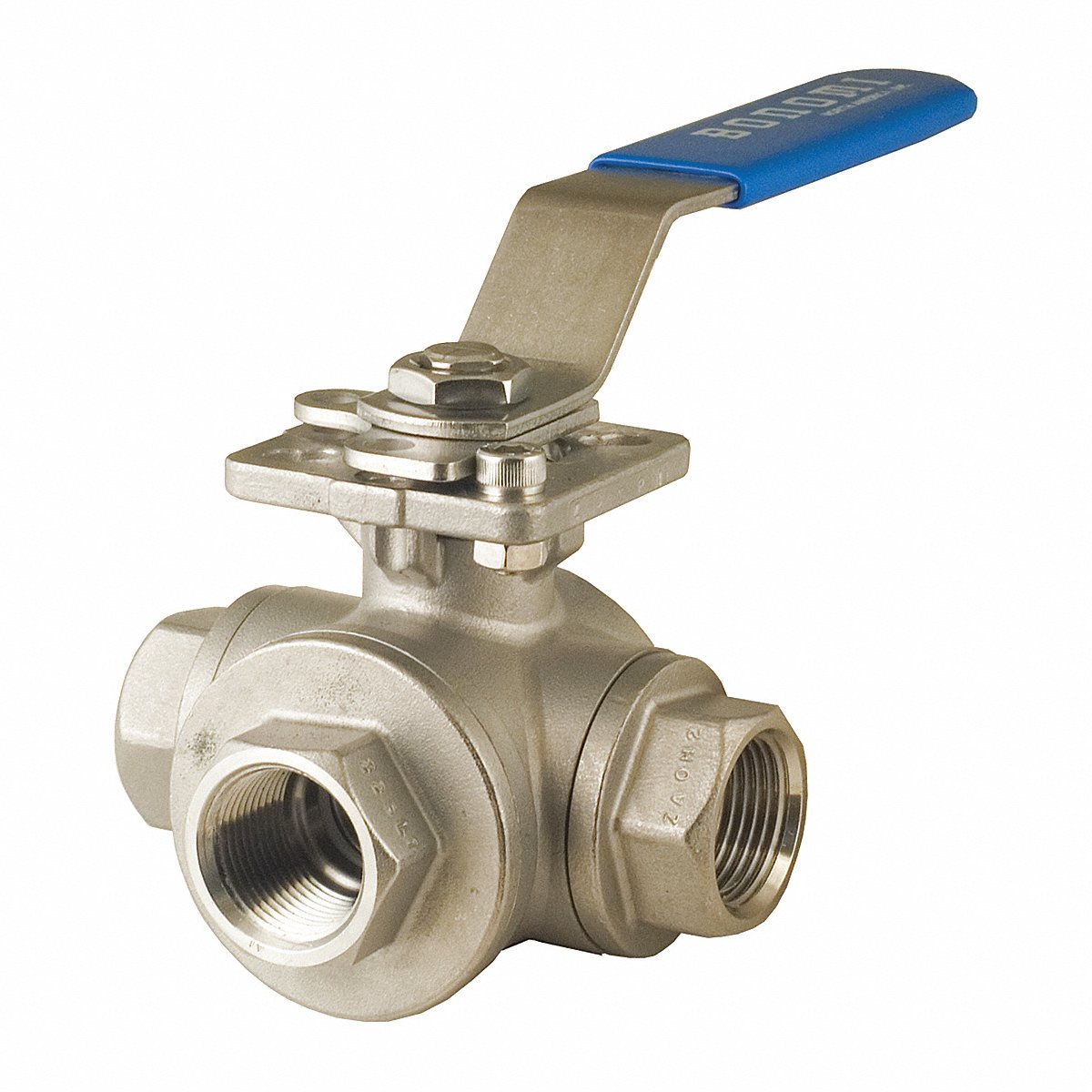 Bonomi Manual 3-Way Ball Valve 1 CF 8 M Stainless Steel (956N-1")