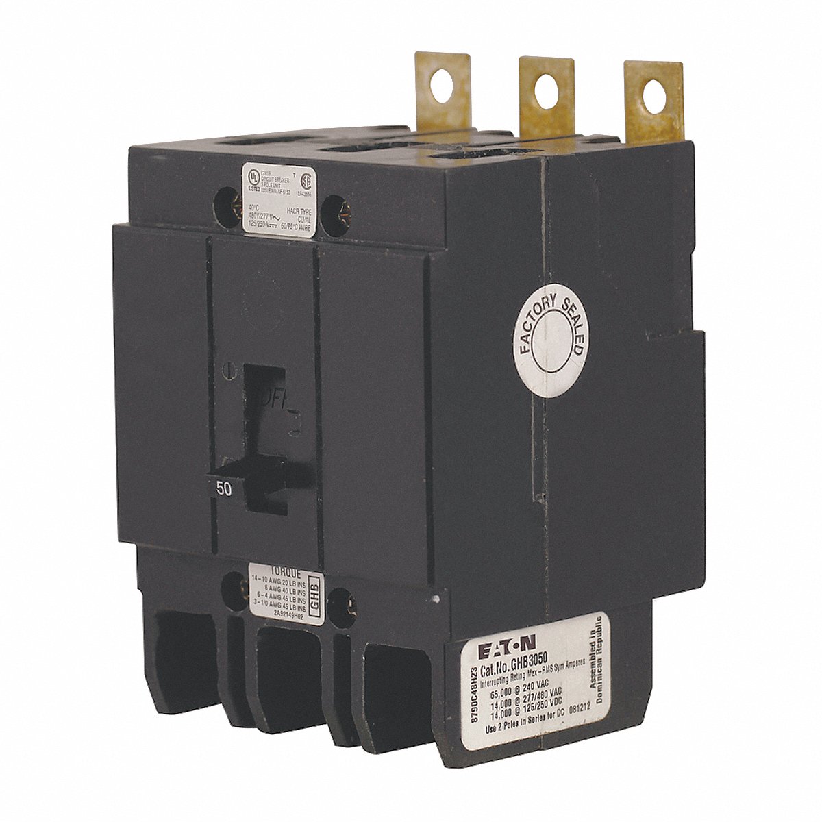 Eaton Circuit Breaker 40 A Bolt On 277/480 V 3 P (GHB3040)