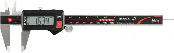 Mahr 4103401 Electronic Caliper: 150.00 mm/6", ±0.0100 mm/±0.0005" Resolution, ±0.03 mm/±0.0010" Accuracy, Data Output, Stainless Steel Jaws