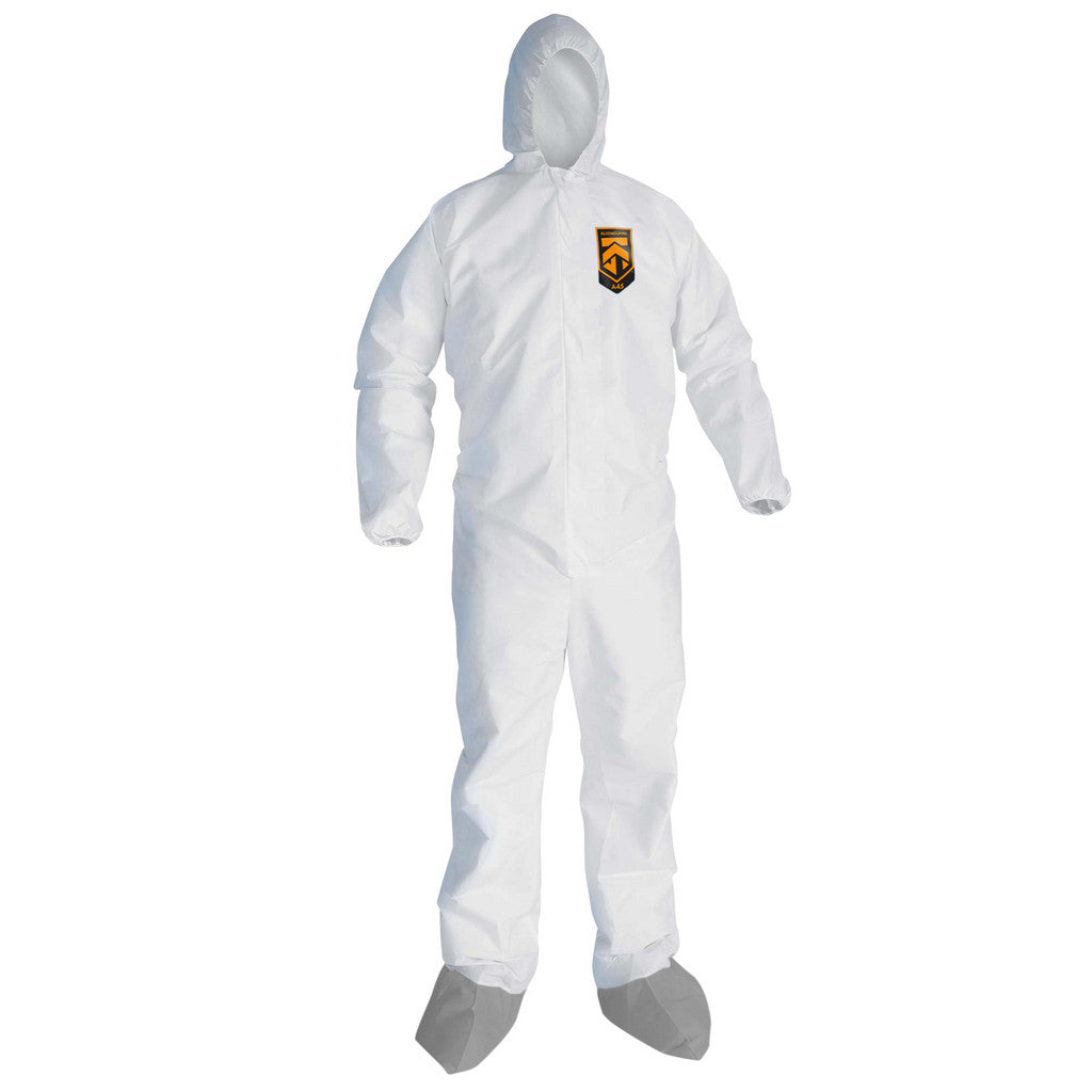KleenGuard 48975 Disposable Coveralls: Liquid & Particle Protection, Size 2X-Large, Microporous Film A45
