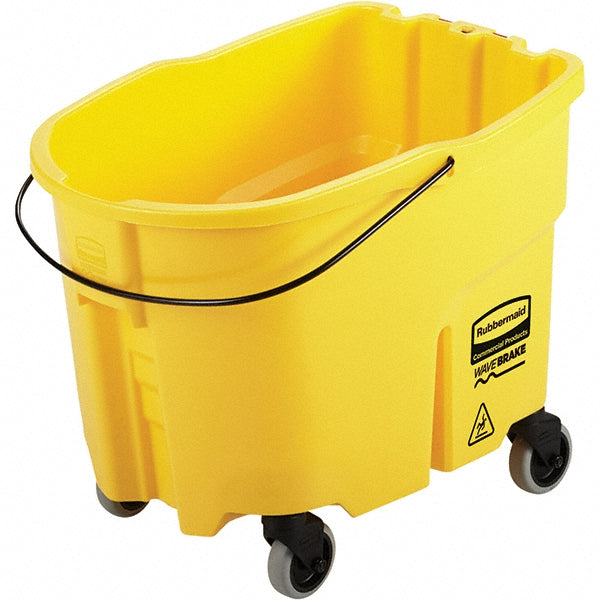 Rubbermaid 2064914 Mop Buckets & Wringers; Bucket Color: Yellow; Features: 80% Less Splashing; Reducing Splash up to 80% Versus Leading Competitors; Molded-in WaveBrake Baffles Disrupt Wave Formation; Convenient Drain Foot-Operated Drain