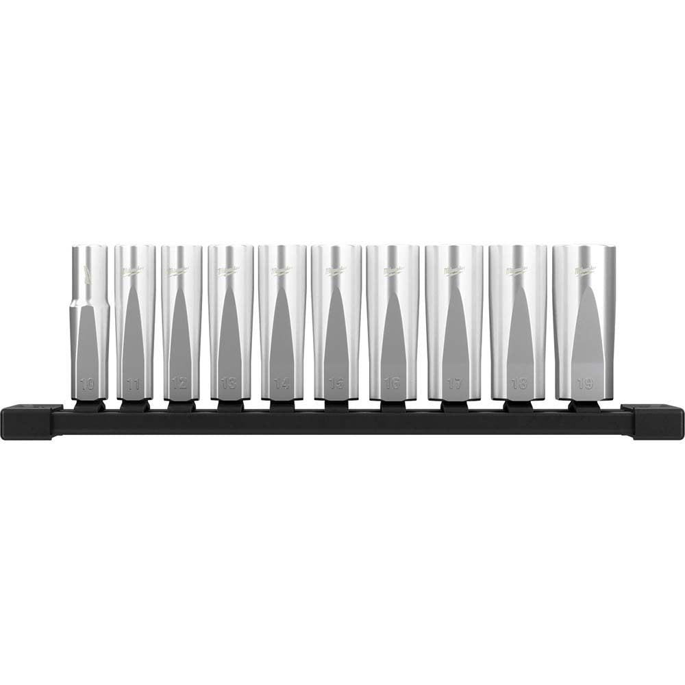 Milwaukee Tool 48-22-9505 10 Pc. 3/8" Metric Deep Well Sockets with FOUR FLAT Sides