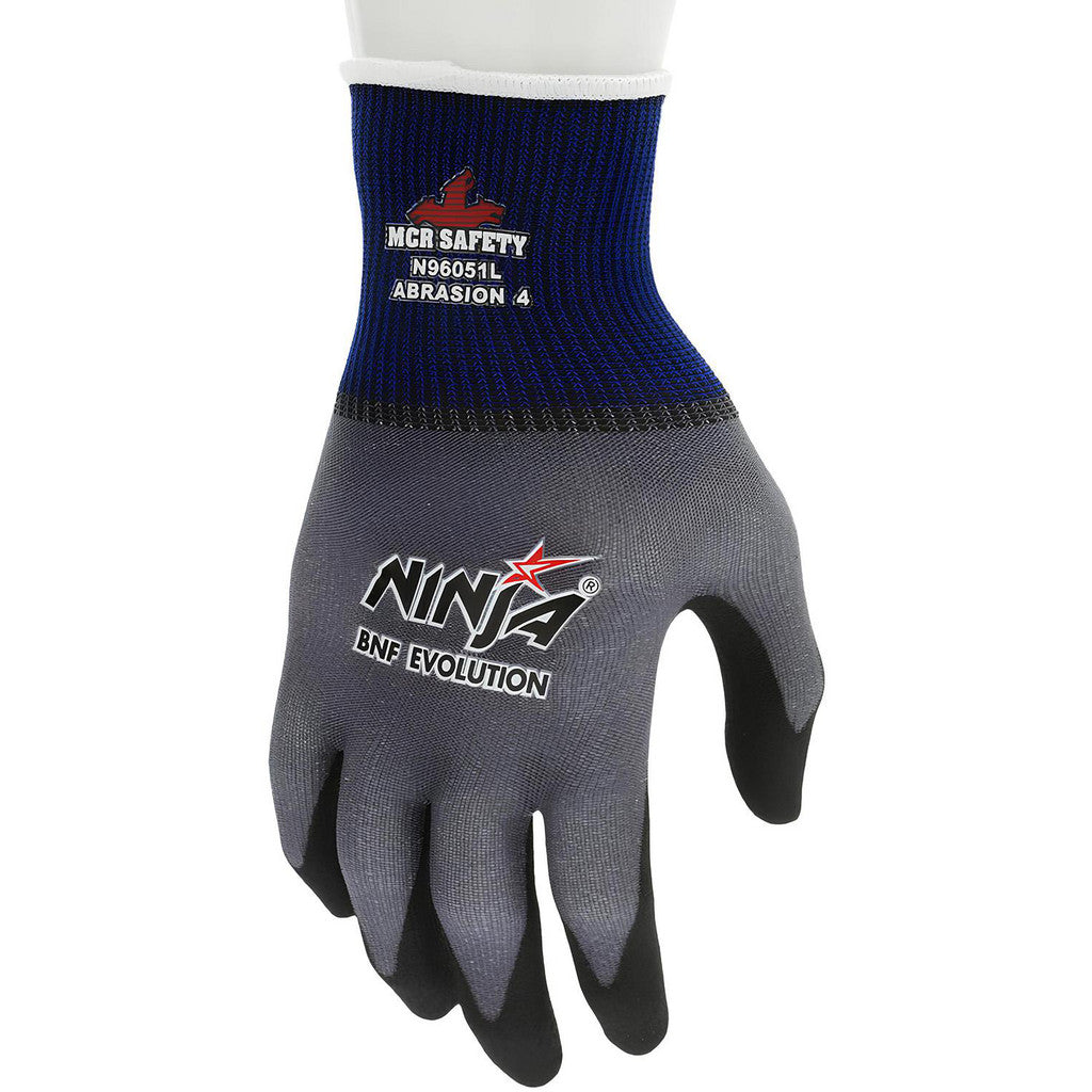 MCR Safety N96051L Work Gloves: MCR Safety N96051, Size Large, Nitrile-Coated Puncture Resistant