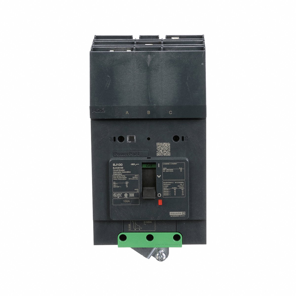 Square D Circuit Breaker, 100A, 3P, 690Vac, Bja (BJA36100)