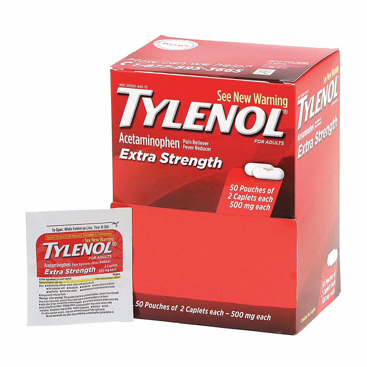 Tylenol Acetaminophen Pain/Fever, 500Mg, Pk50 (49733)
