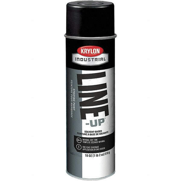Krylon K00830408 Industrial LINE-UP Solvent-Based Pavement Striping Aerosol Paint, Flat, Cover-Up Black, 18 oz
