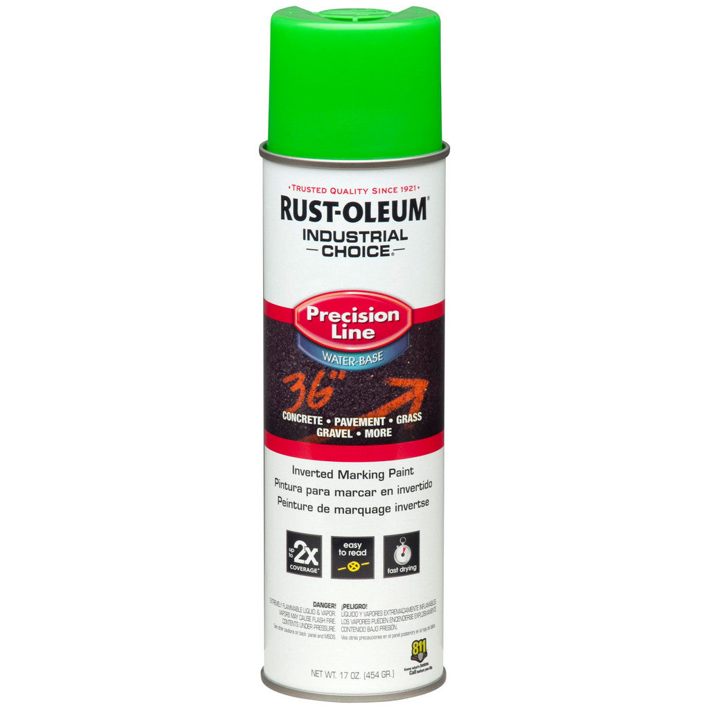 Rust-Oleum 203032 Industrial Choice M1800 Inverted Marking Spray Paint, Fluorescent Green, 17 oz