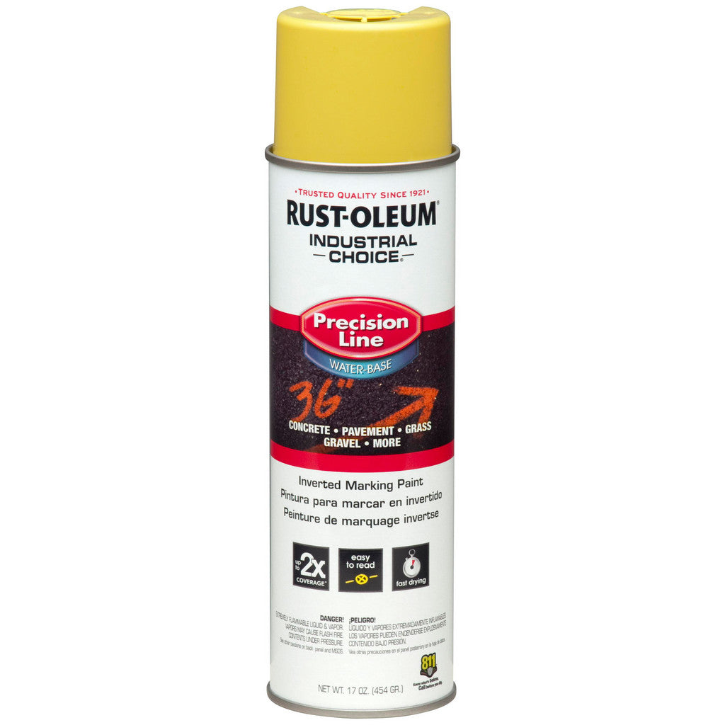 Rust-Oleum 203034 Industrial Choice M1800 Inverted Marking Spray Paint, High Visibility Yellow, 17 oz (Pack of 12)