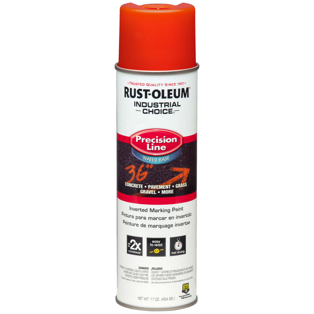 Rust-Oleum 203035 Industrial Choice M1800 Inverted Marking Spray Paint, Alert Orange, 17 oz (Pack of 12)