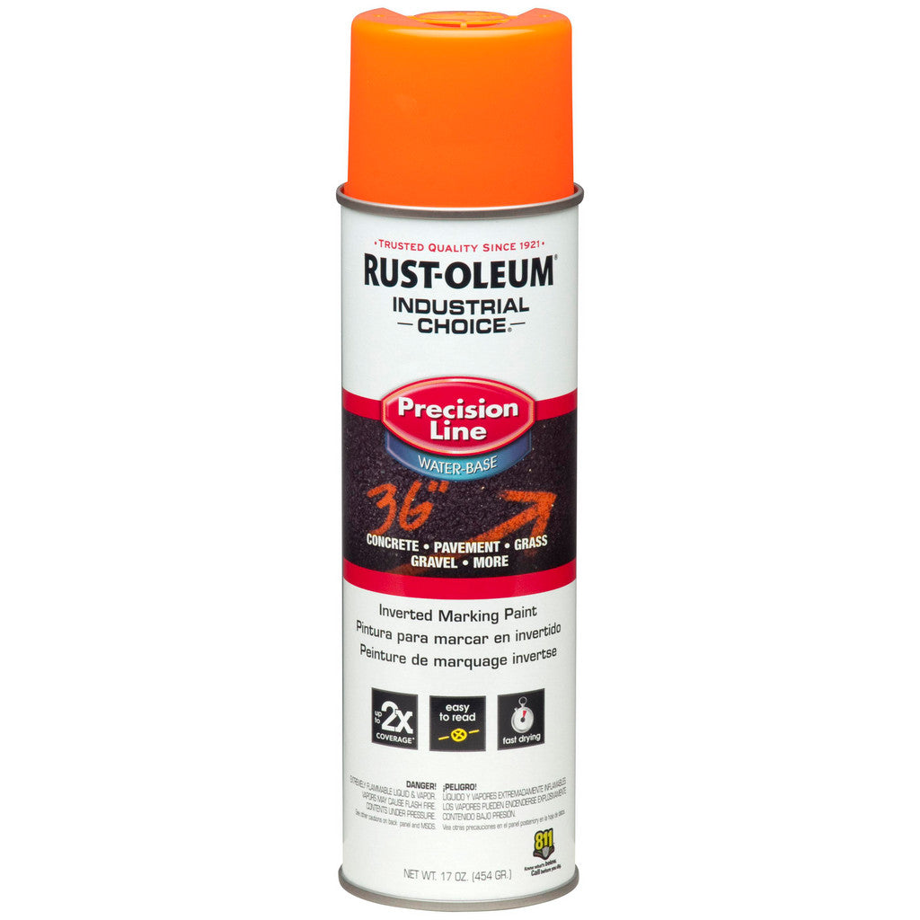 Rust-Oleum 203036 Industrial Choice M1800 Inverted Marking Spray Paint, Fluorescent Orange, 17 oz