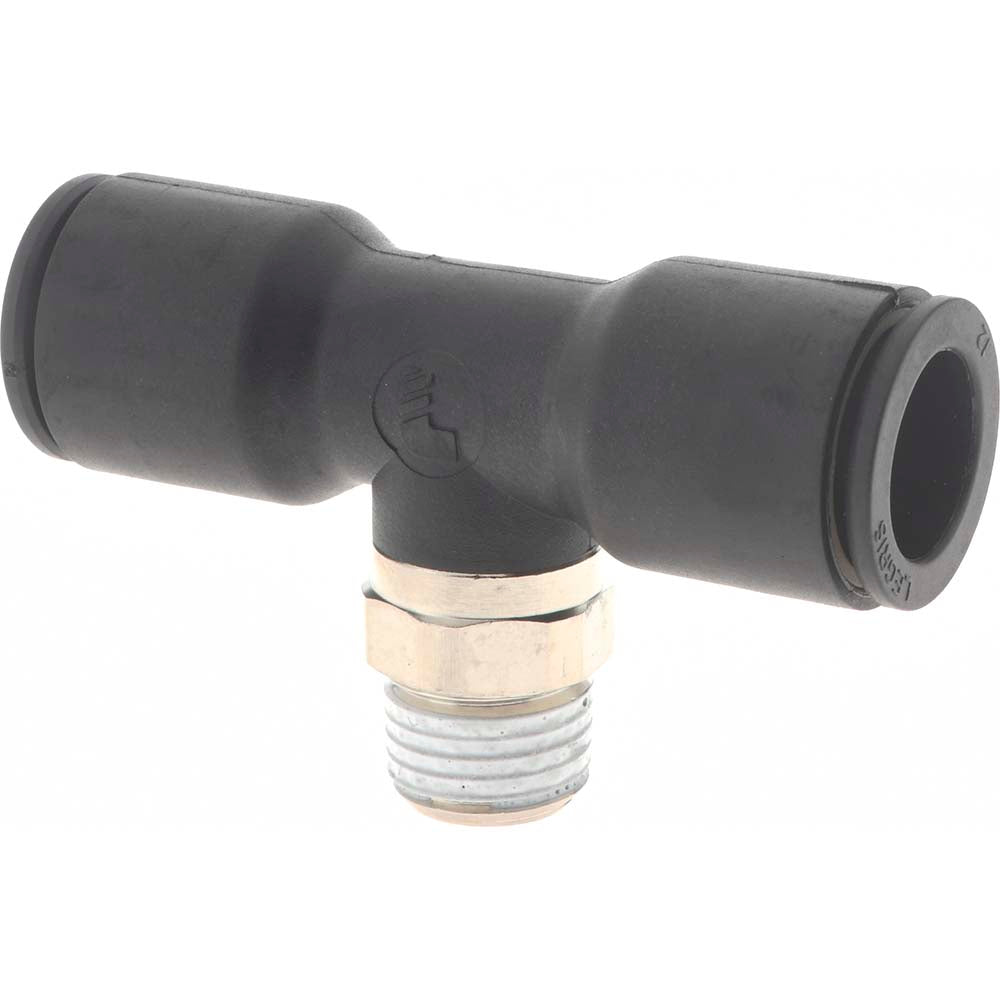 Legris 3108 12 13 Push-To-Connect Tube to Male BSPT Tube Fitting: Male Branch Tee, 1/4" Thread