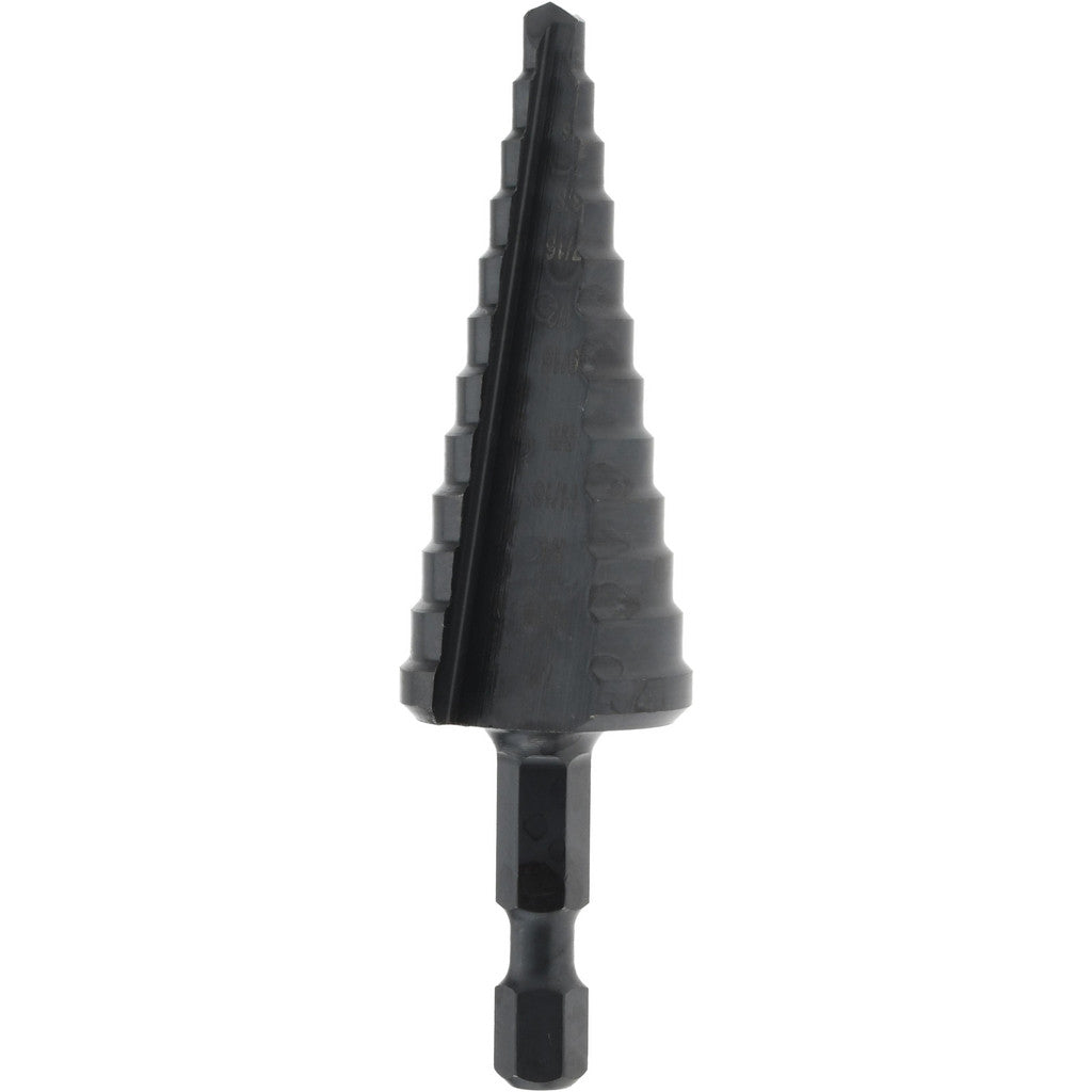 Lenox 30908VB8 Step Drill Bit: 3/16 to 7/8" Dia, 3/8" Shank Dia, High Speed Steel, 12 Hole Sizes