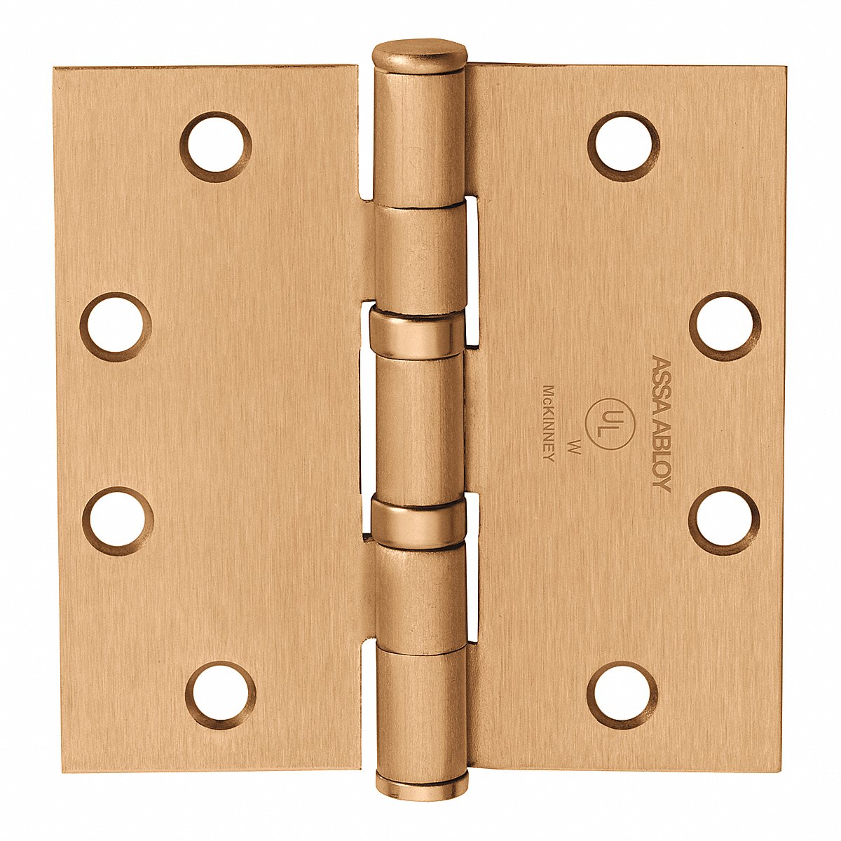 Mckinney Knuckle Hinge, Full Mortise Flush Mount, 4" x 1-11/16", Oil-Impregnated Bearing, Satin Bronze, 150 lb Load (55563)