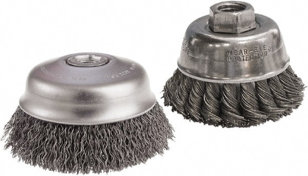 CGW Abrasives 60560 Cup Brush: 3" Dia, 0.014" Wire Dia, Steel, Crimped (Pack of 5)