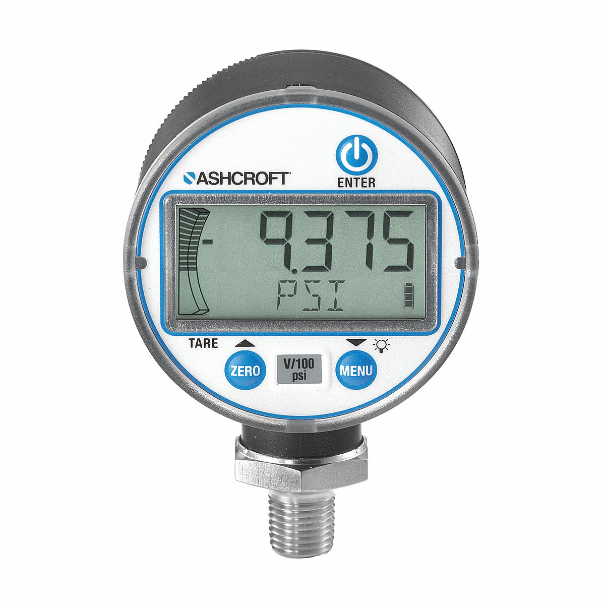 Ashcroft Pressure Gauge, 2-1/2" Dial Size, Blk Case, 2" (DG2531L0NAMO2L30#-XCYC4LM)