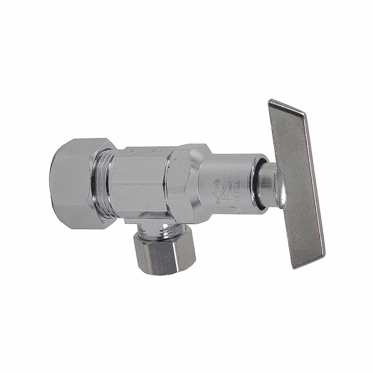 Zurn Angle Water Supply Stop, Brass, 1/4-Turn, 1/2 in Sweat x 3/8 in Compression, Chrome-Plated, Loose Key (Z8808-XL-LK-PC)