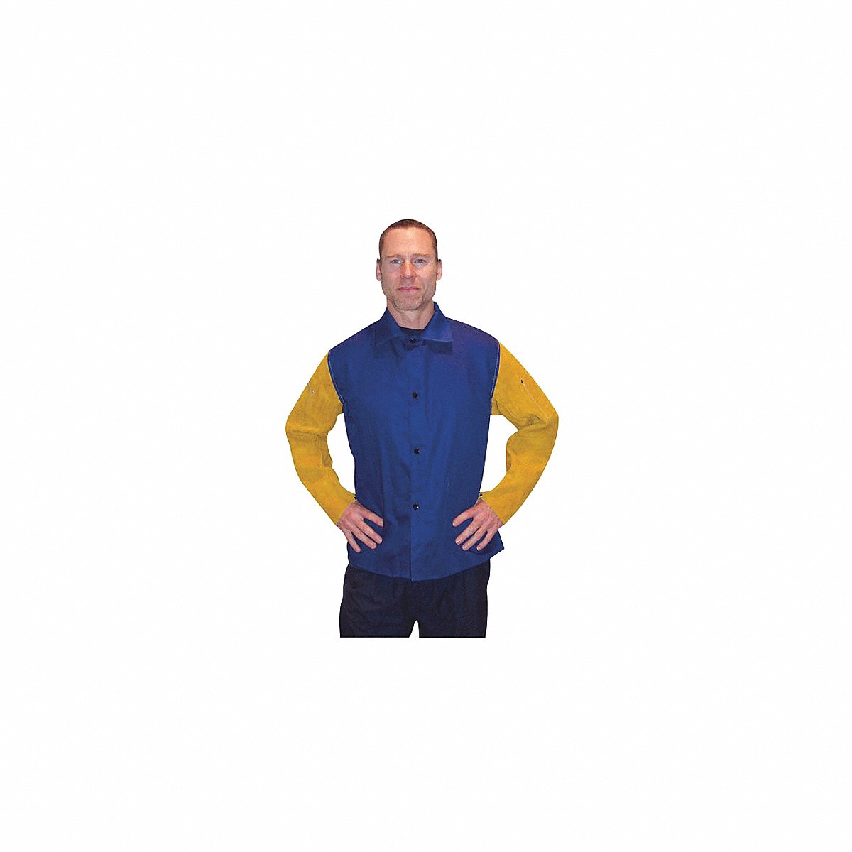 Tillman Flame-Resistant Welding Jacket, Blue, 30" Length, Leather Sleeves, Size XL (9230XL)