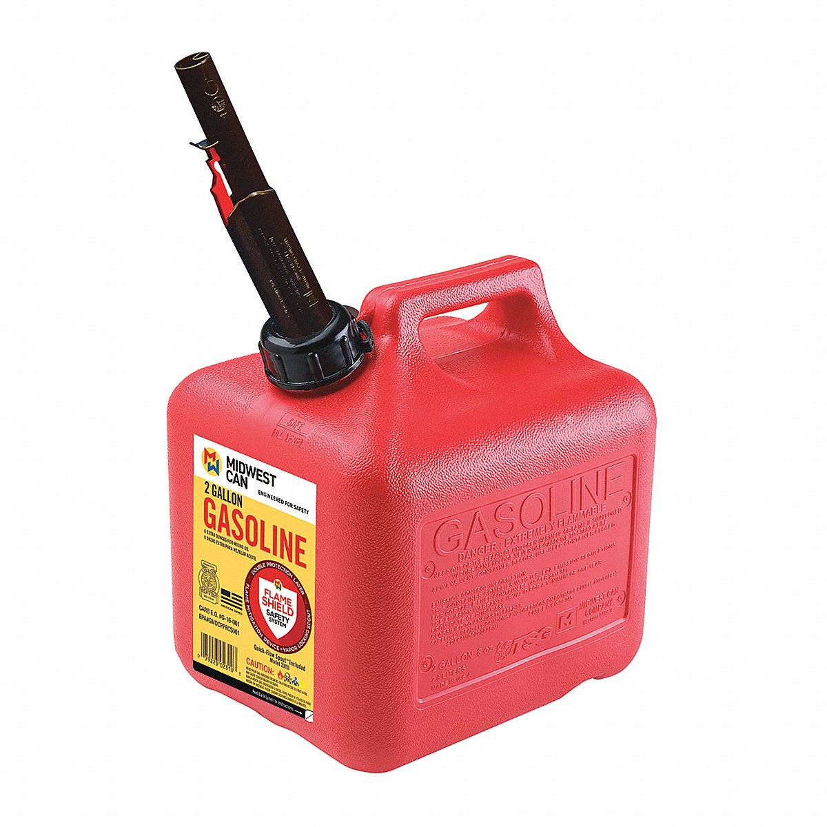 Flame Shield Gas Can, 2 Gal., Self, Red, Hdpe, 9-3/4" H, 4" (2310)