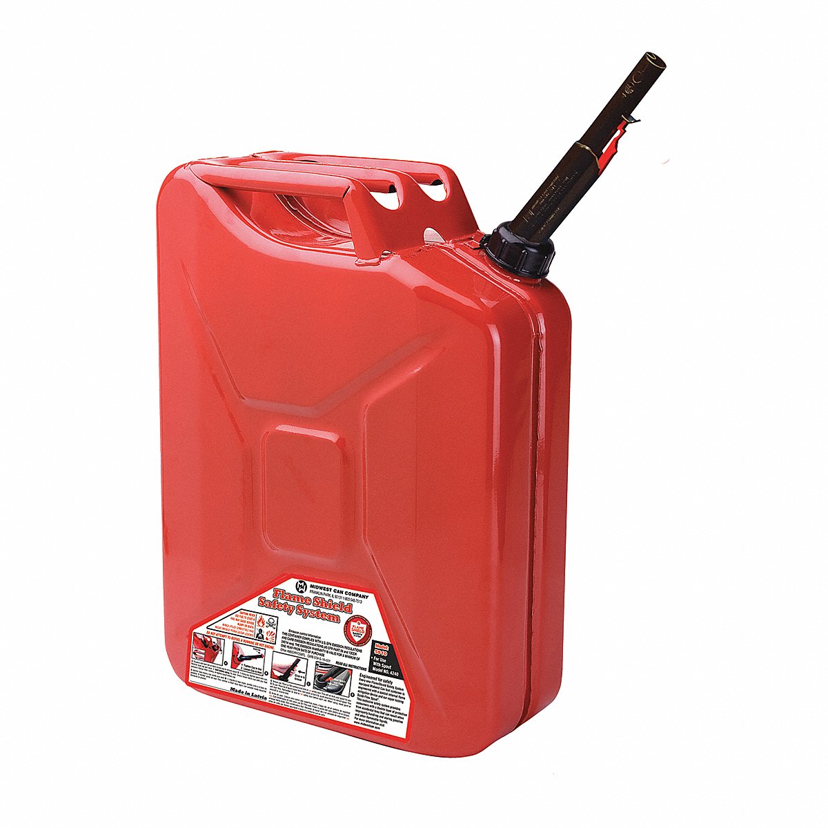 Flame Shield Gas Can, 5 Gal., Self, Red, Steel, 18-1/4" H, 4" (5810)