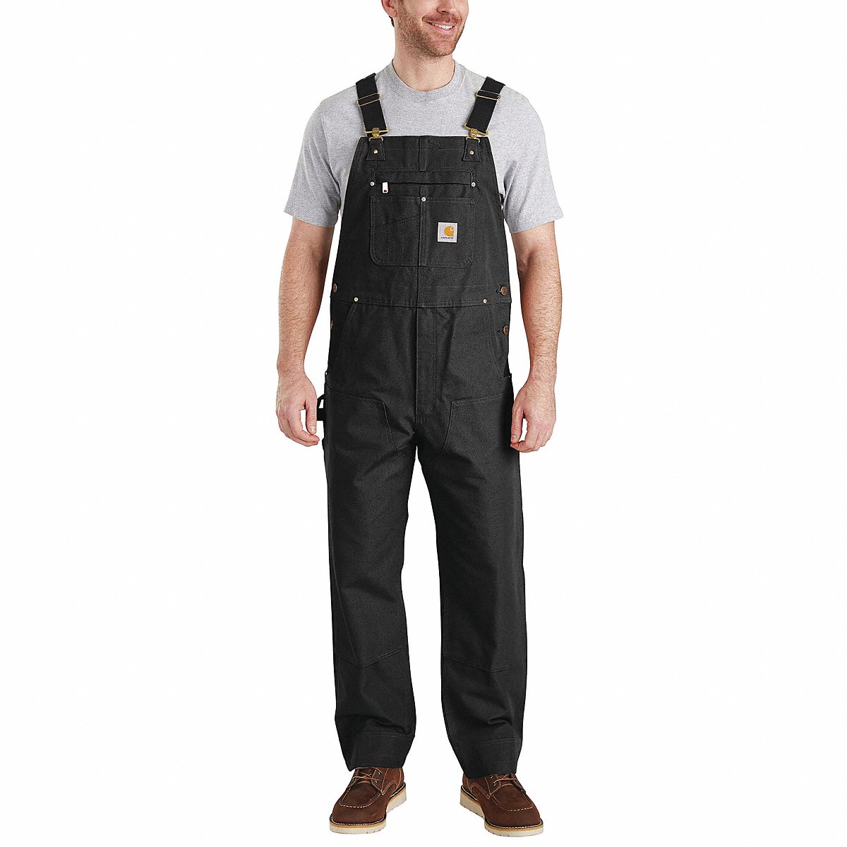 Carhartt Bib Overalls, 32" Waist Sz, 32" Inseam, Blk, 32" (102776-001-32x32)