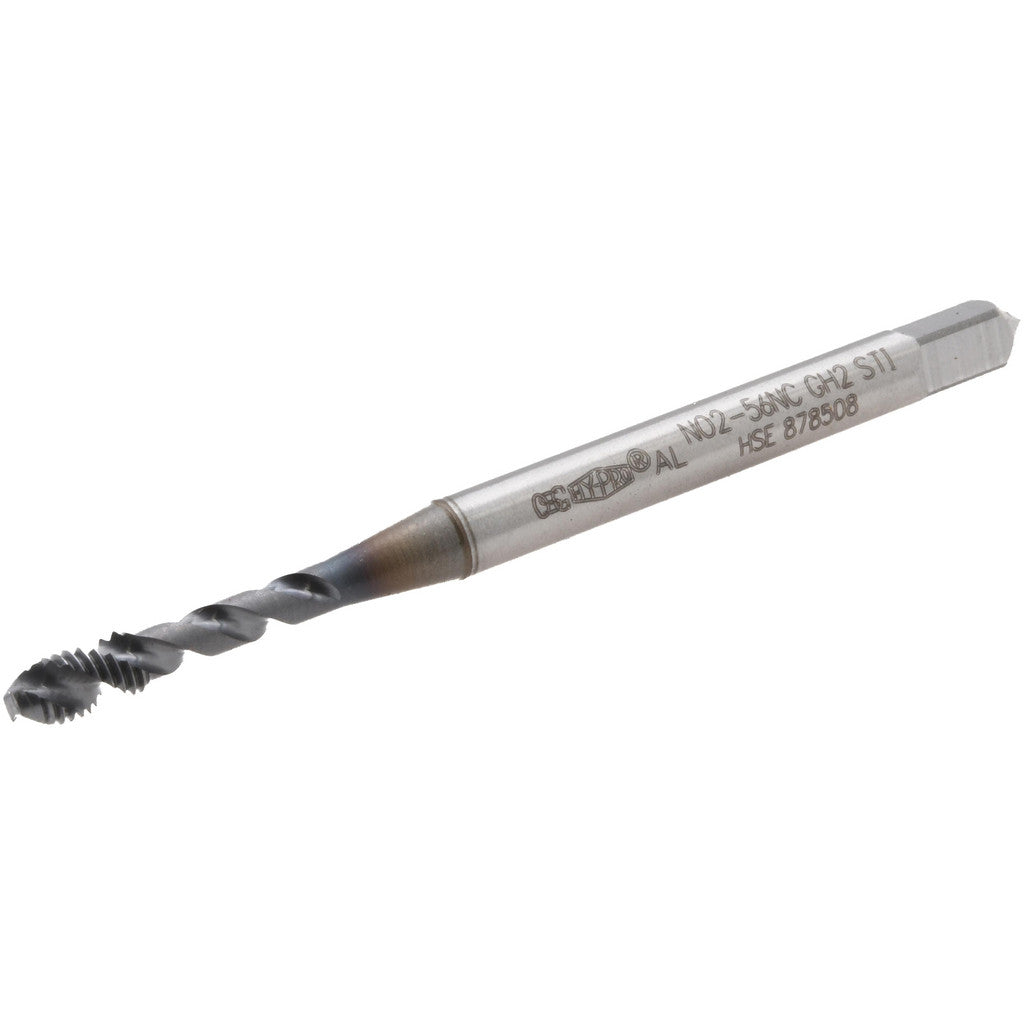 OSG 1303900108 #2-56 UNC, 2 Flute, 50° Helix, Semi-Bottoming Chamfer, V Finish, High Speed Steel Spiral Flute STI Tap