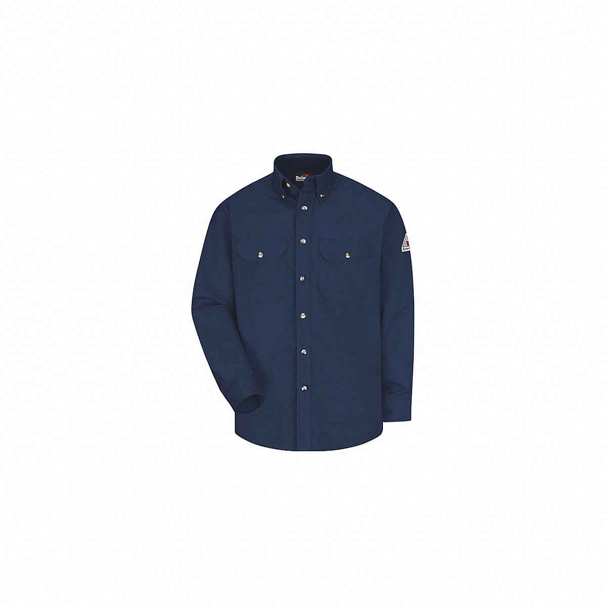 Bulwark Flame-Resistant Work Shirt, Navy Blue, Long Sleeve, 4XL Regular (SLU2NV RG 4XL)