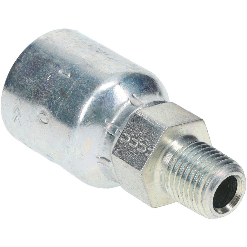 Parker 10143-4-6 Hydraulic Hose Male Rigid Fitting: 3/8" Hose ID, 6 Hose Size, 1/4-18, 10000 psi